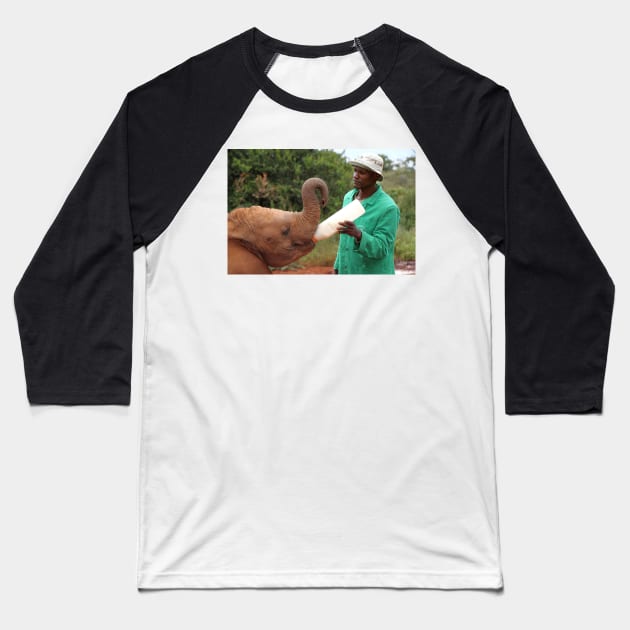 Last Little Elephant to Finish Feeding Baseball T-Shirt by Carole-Anne